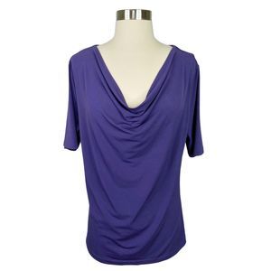 GEORGE Purple Draped Neck Short Sleeve Blouse